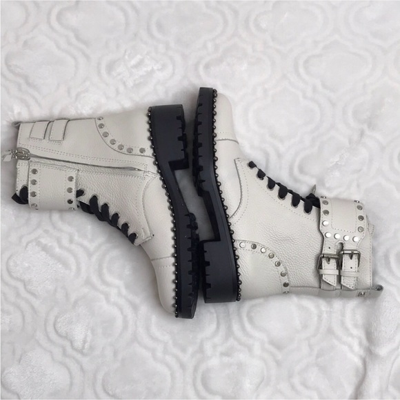 Sam Edelman 5 white Jennifer studded combat boot - Picture 4 of 14